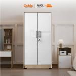 Cubic Lemari Kecil Minimalis / Almari Pakaian 2 Pintu / LUNA BL 120 - White Glossy