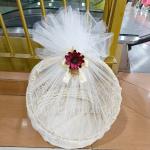 keranjang cincin rotan seserahan/keranjang buah hias - tile putih, XL ukuran besar