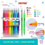 Color Gel Pen Pena Jel + Highlighter Penanda Joyko GPC-277 8 Warna