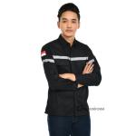 Baju Proyek Safety/Pakaian Seragam Kerja/Baju Proyek Tambang/Wearpack - Hitam, XXL