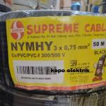 Kabel Supreme NYMHY 3x0.75 mm Serabut Hitam Meteran