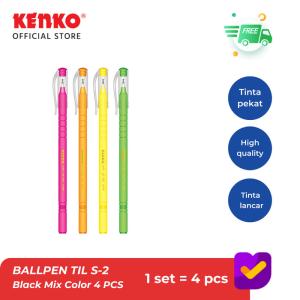 KENKO BALLPEN / PULPEN / BALLPEN TIL S-2 BLACK Mix Color 4 PCS