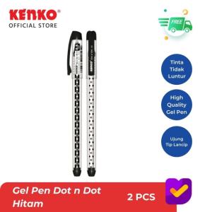 KENKO GEL PEN / Pulpen Jel KE-16 (Dot n Dot) Black Mix Color 2 PCS