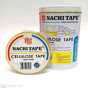 (6 pcs) Cellulose Tape Cello Nachi 1 inch 24mm x 72yard Selotip Kaleng