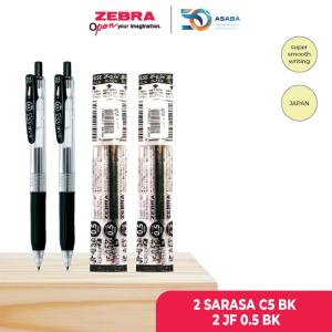 Zebra Paket alat tulis pulpen gel sarasa 0.5mm (2 pcs) + Refill sarasa 0.5 mm (2 pcs) ) - warna hitam
