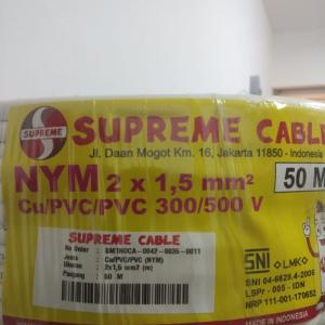 Kabel Supreme NYM 2x1,5 panjang 50meter 2x1.5 putih tunggal kawat