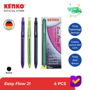 KENKO BALLPEN / Pulpen / Pen Cetek Easy Flow 21 Black Mix Color 4 PCS