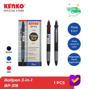 KENKO BALLPEN BP-318 / PENA / PULPEN TINTA 3 WARNA BP-318 (3 in 1)