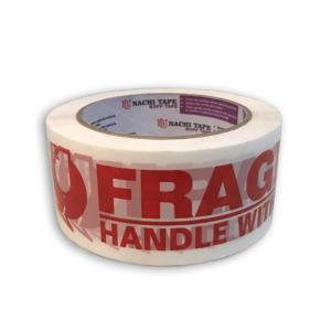 Nachi Tape Lakban Opp Printed Tape FRAGILE 48 mm x 90 yard Putih Susu