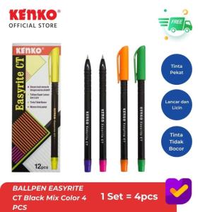 KENKO BALLPEN / PULPEN / PEN EASYRITE CT Black Mix Color 4 PCS