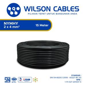 Wilson Cables - NYMHY 2x4 mm² 15 Meter - Kabel Tembaga Serabut - Hitam