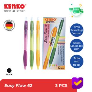 KENKO BALLPEN / Pulpen / Pena Cetek Easy Flow 62 Mix Color 3 PCS