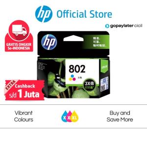 Tinta Printer HP Original 802 Warna Color Cartridge Combo Hitam Black